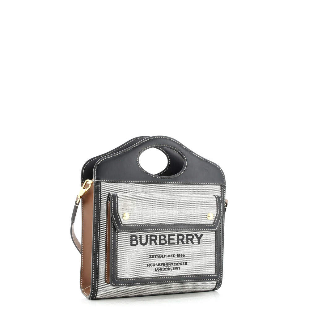 Burberry Mini Logo Pocket Tote Canvas with Leather - Picture 2 of 7